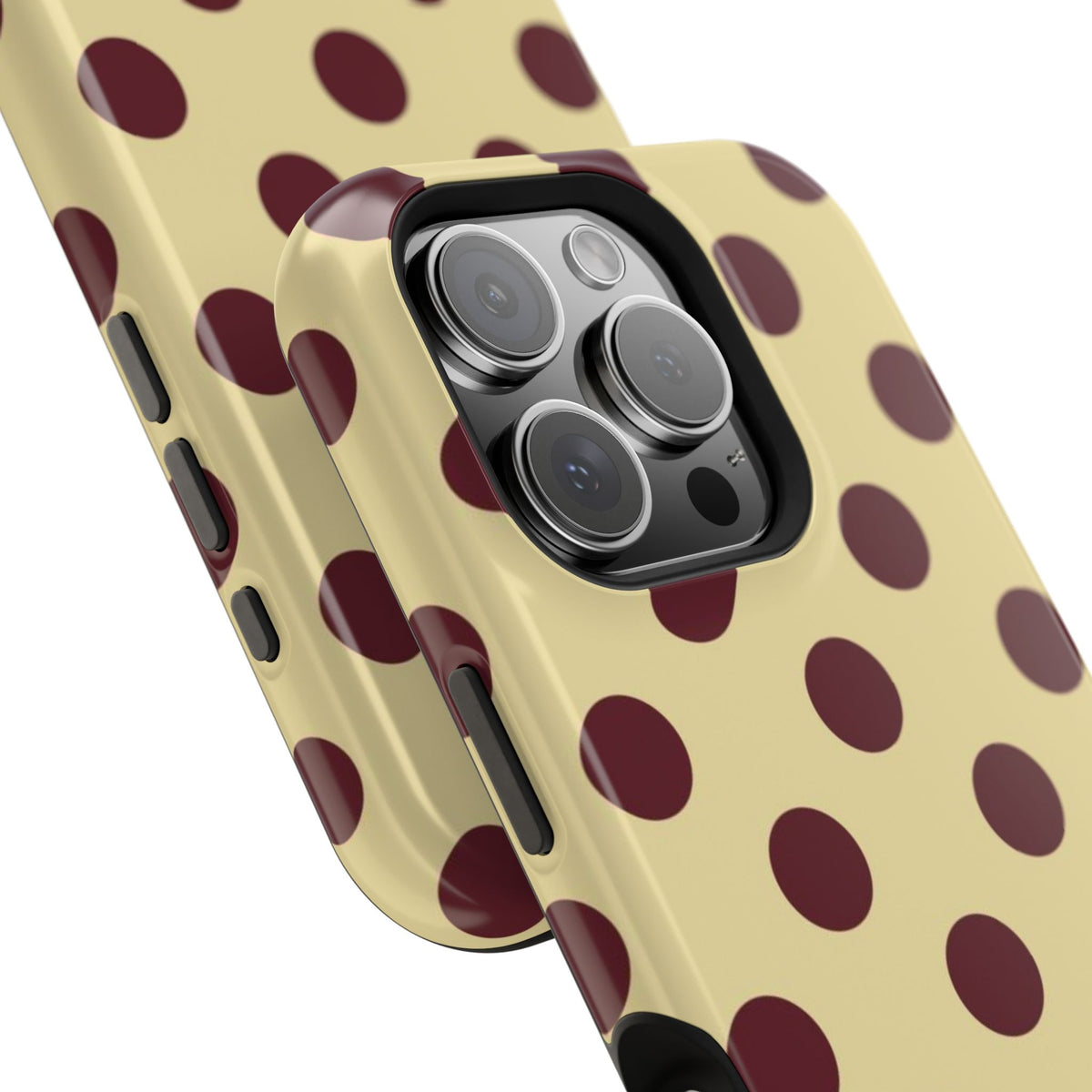 Yellow And Maroon Polka Dots iPhone Case