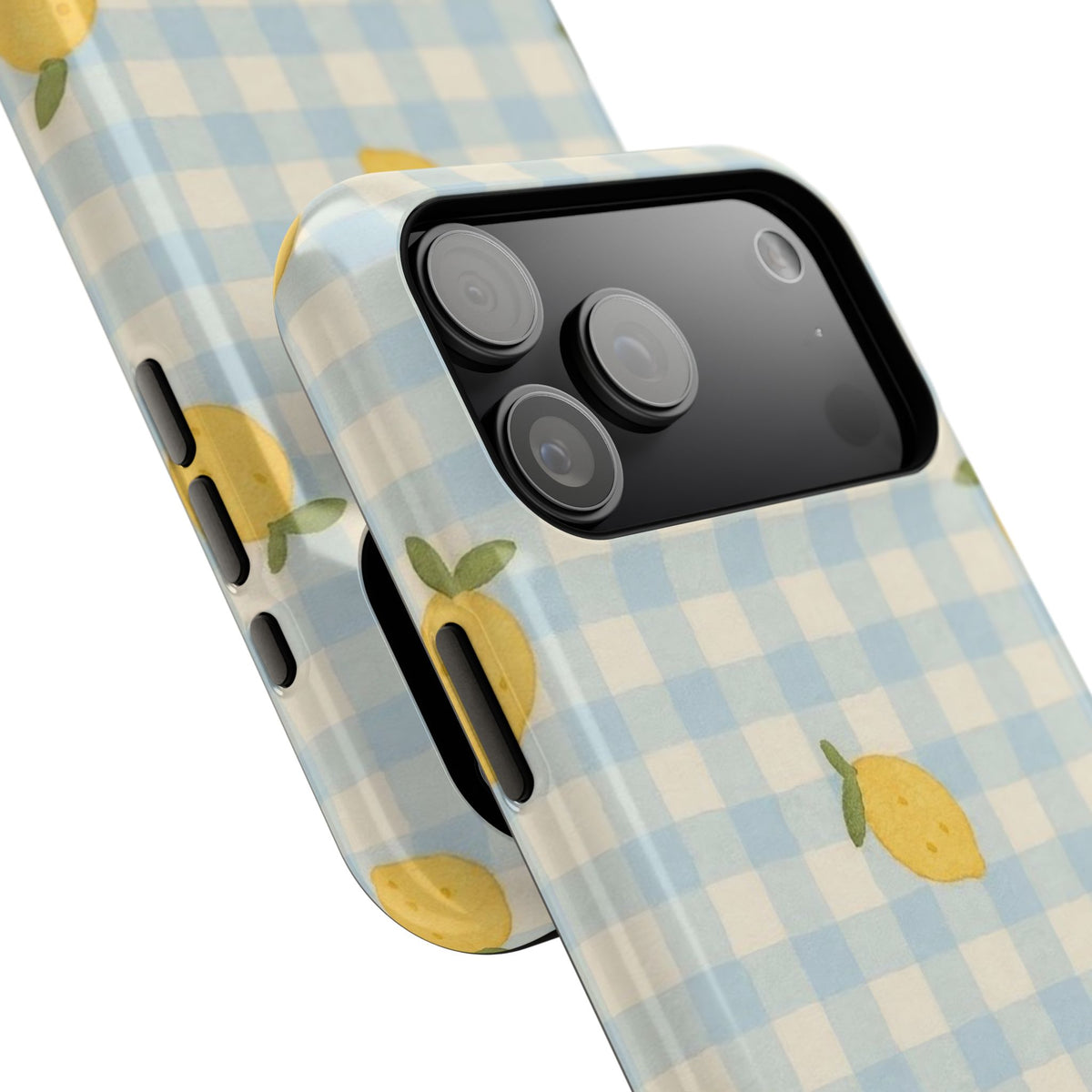 Lemon And Blue Checkered iPhone Case