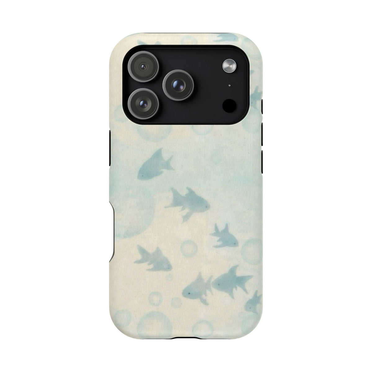 Blue Gold Fishy And Bubbles iPhone Case