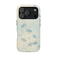 Blue Gold Fishy And Bubbles iPhone Case
