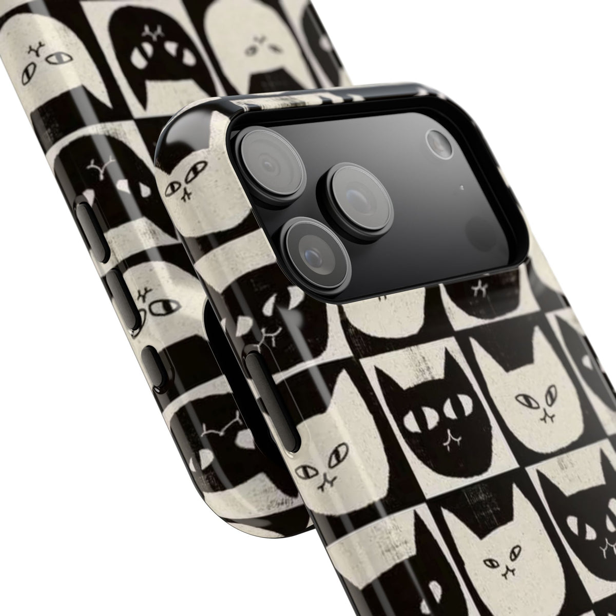 Black And White Cat Tiles iPhone Case