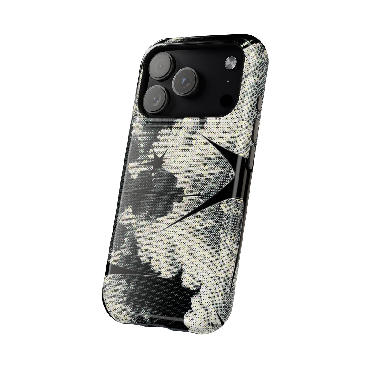 Black And White Artsy Pixelated Cloud iPhone Case