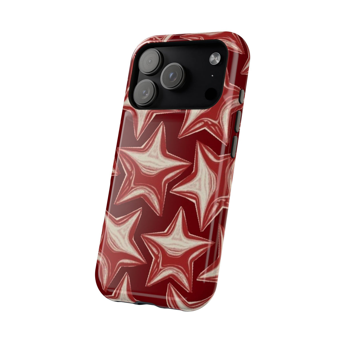 Chrome Shiny Red Stars iPhone Case