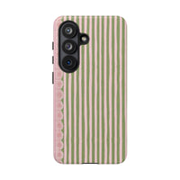 Pink And Green Stripes Pink Floral Samsung Case