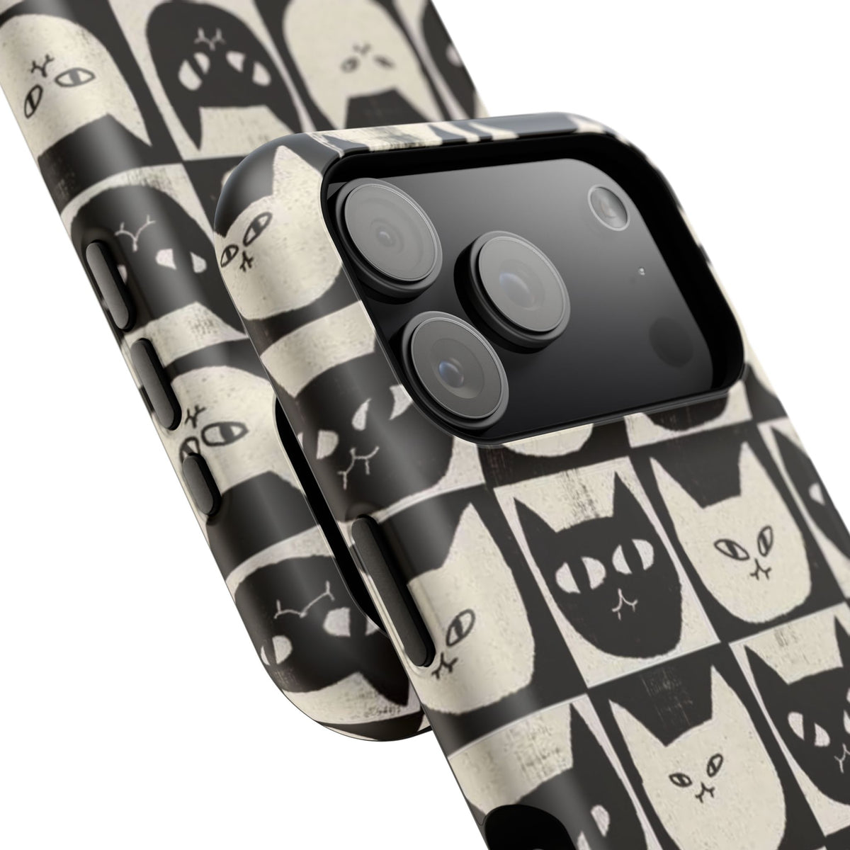 Black And White Cat Tiles iPhone Case
