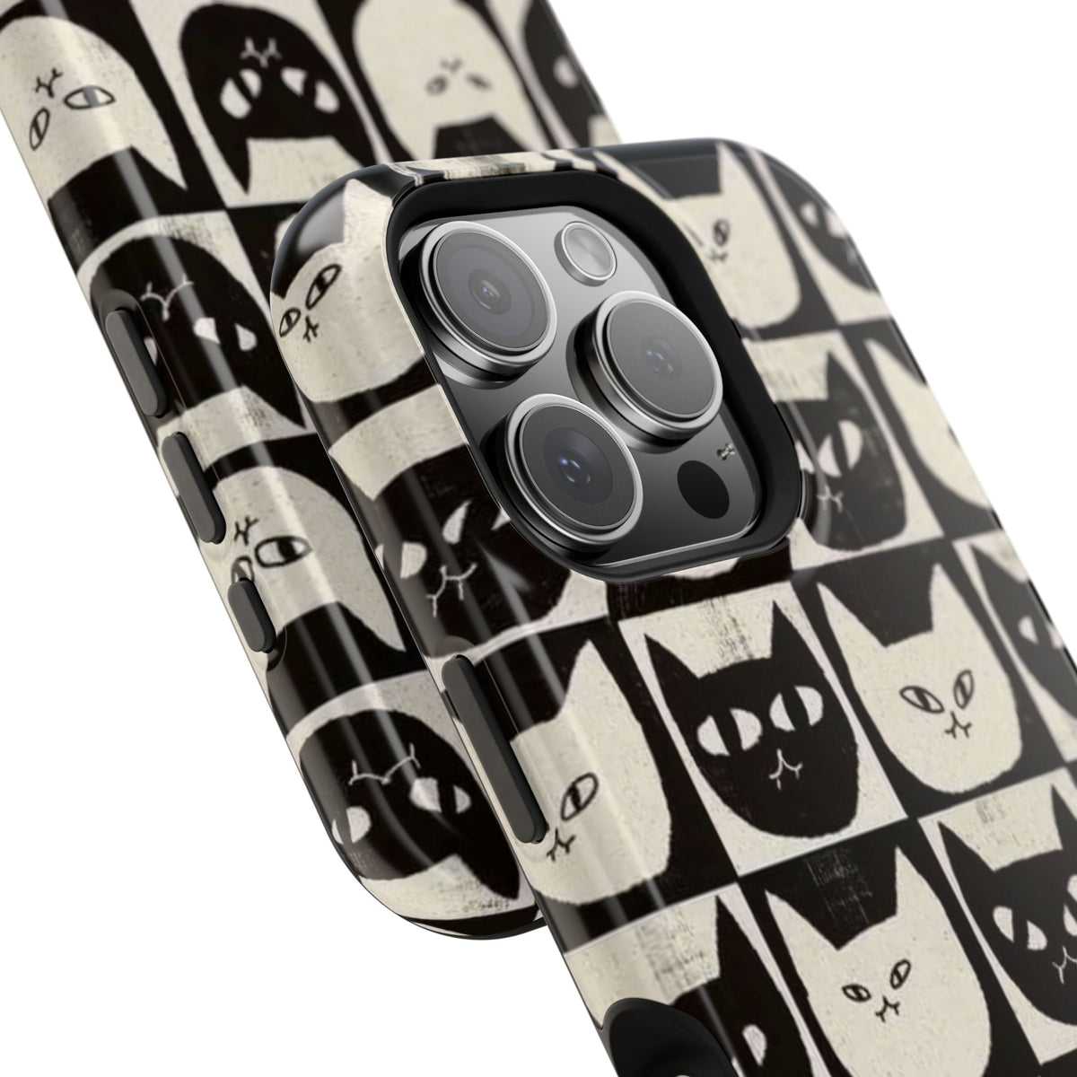 Black And White Cat Tiles iPhone Case