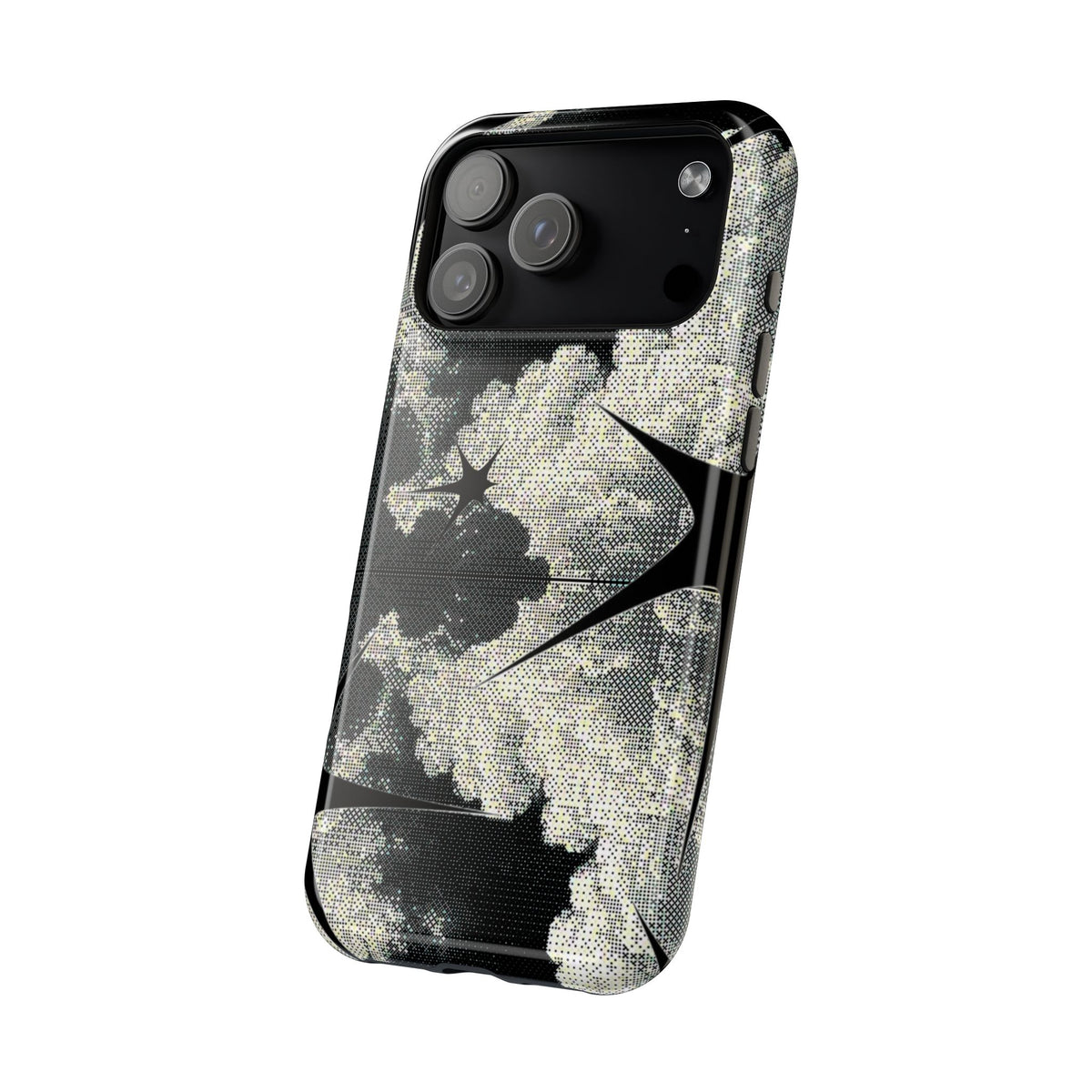 Black And White Artsy Pixelated Cloud iPhone Case