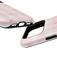 Pink Heart Checkered iPhone Case