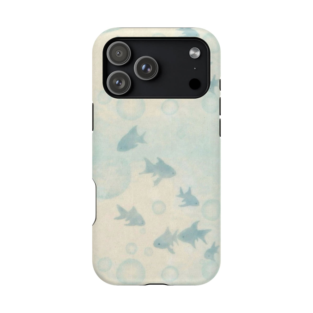 Blue Gold Fishy And Bubbles iPhone Case