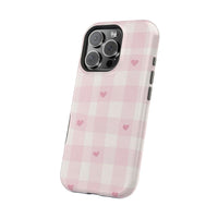 Pink Heart Checkered iPhone Case