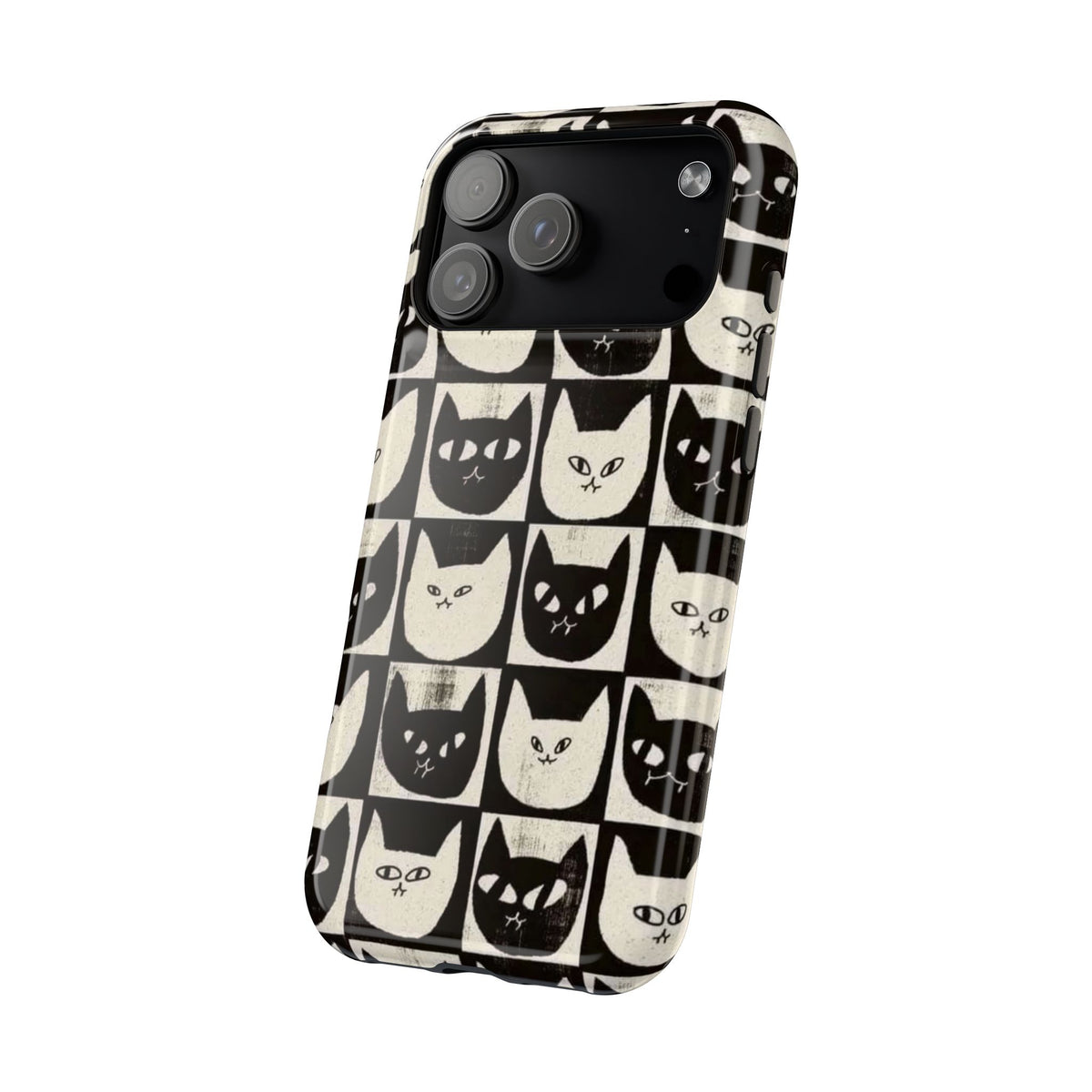 Black And White Cat Tiles iPhone Case