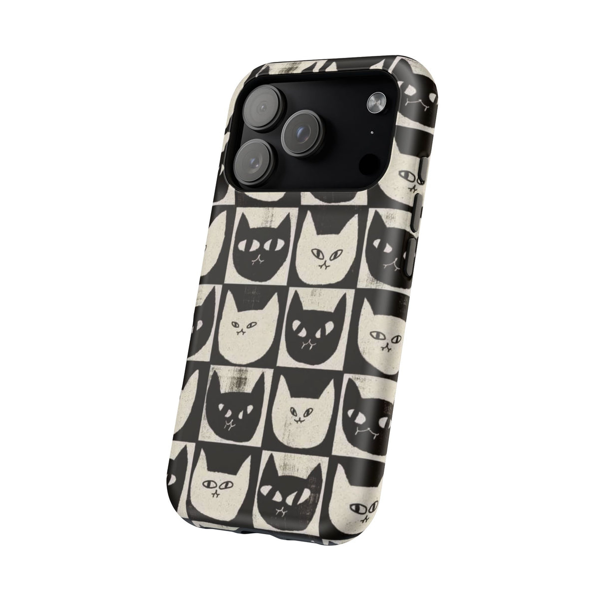 Black And White Cat Tiles iPhone Case