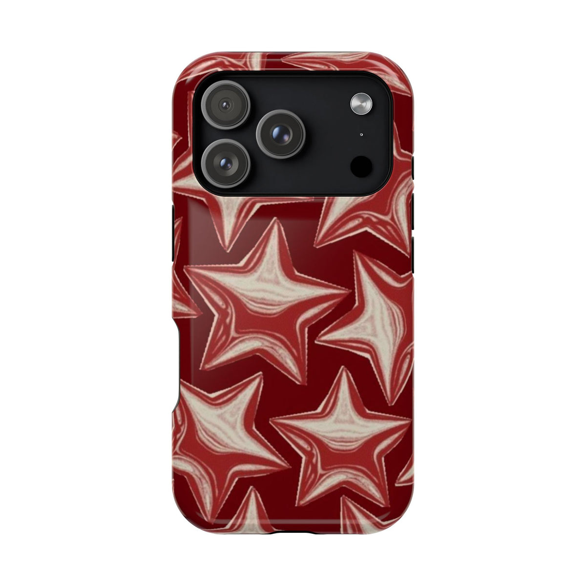 Chrome Shiny Red Stars iPhone Case