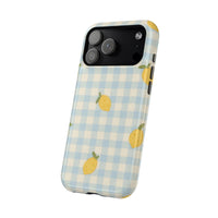 Lemon And Blue Checkered iPhone Case