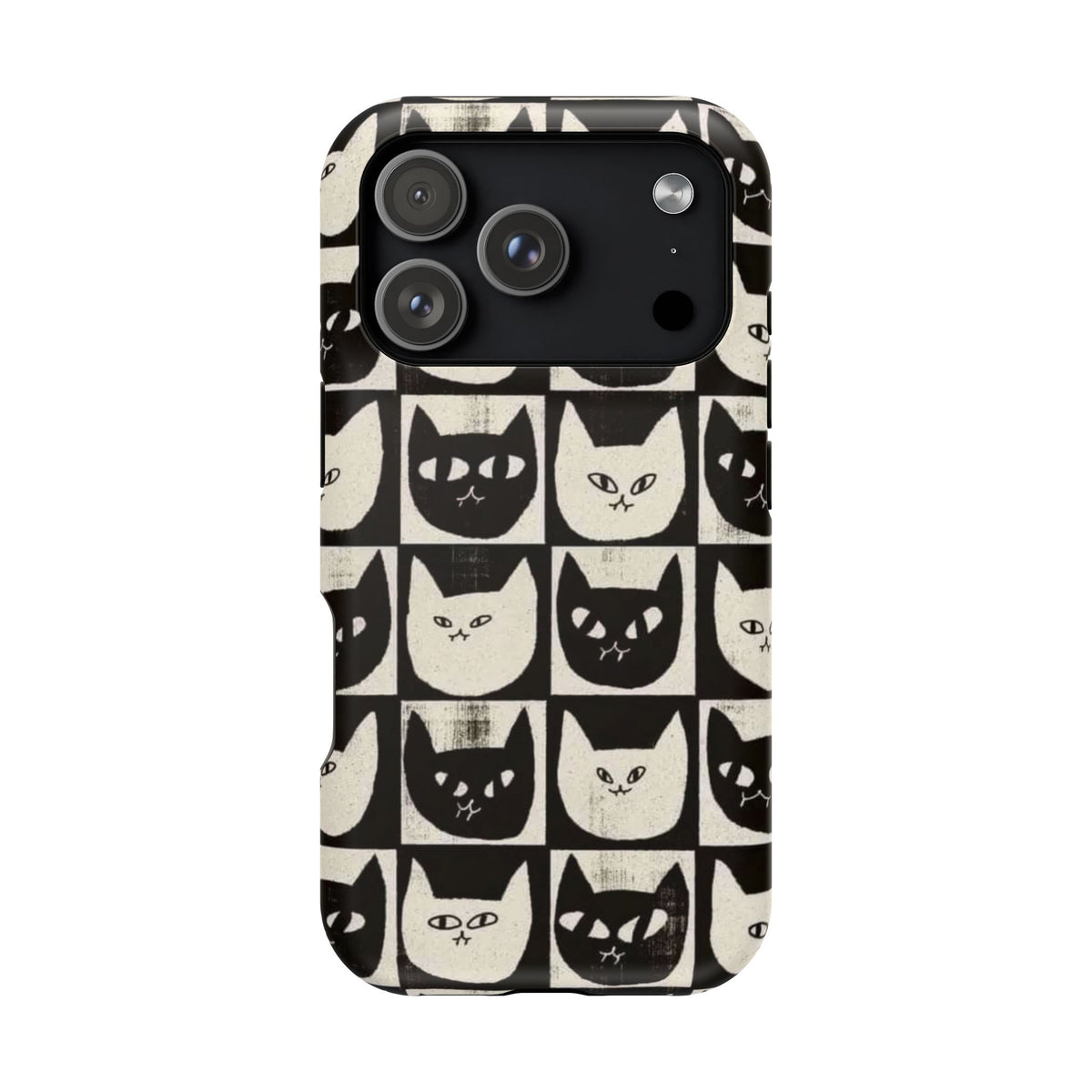 Black And White Cat Tiles iPhone Case