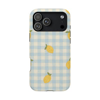 Lemon And Blue Checkered iPhone Case