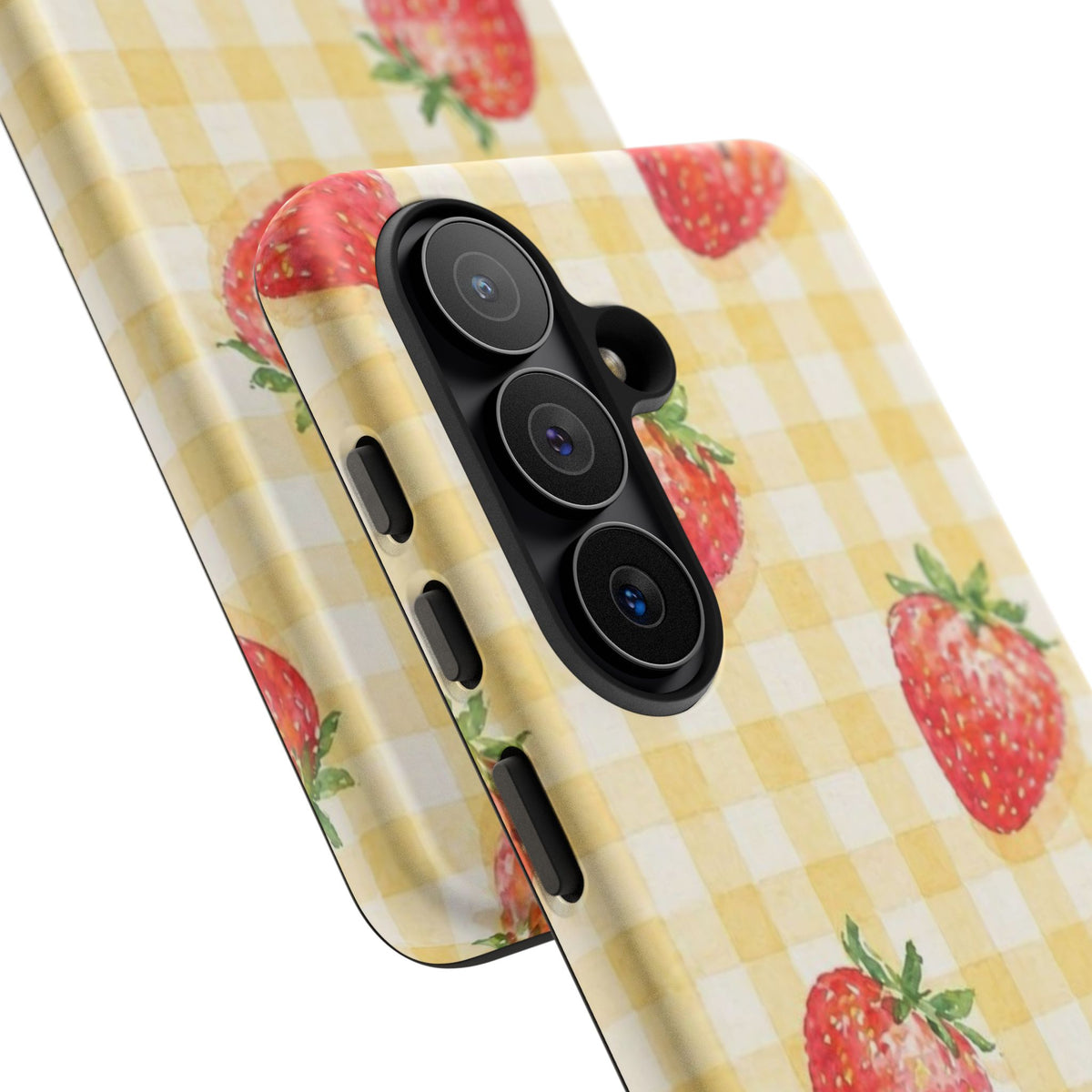 Fruity Strawberries Yellow Checkered Samsung Case