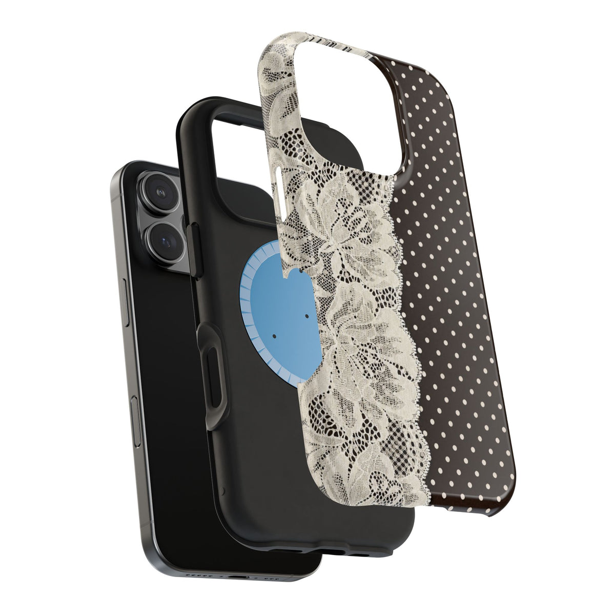 Floral Lace Brown Polka Dot iPhone Case