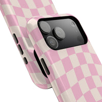 Pink Wavy Checkered iPhone Case