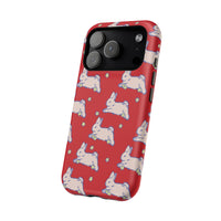 Red Hopping Bunnies And Stars iPhone Case