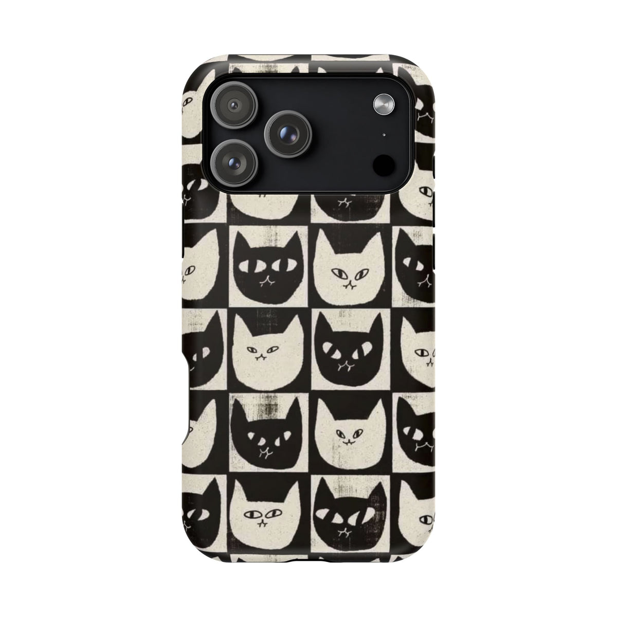 Black And White Cat Tiles iPhone Case