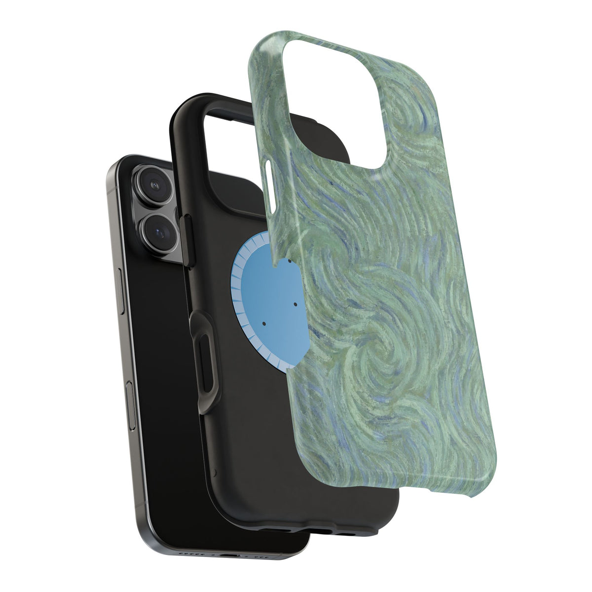 Blue And Green Artsy Swirl iPhone Case