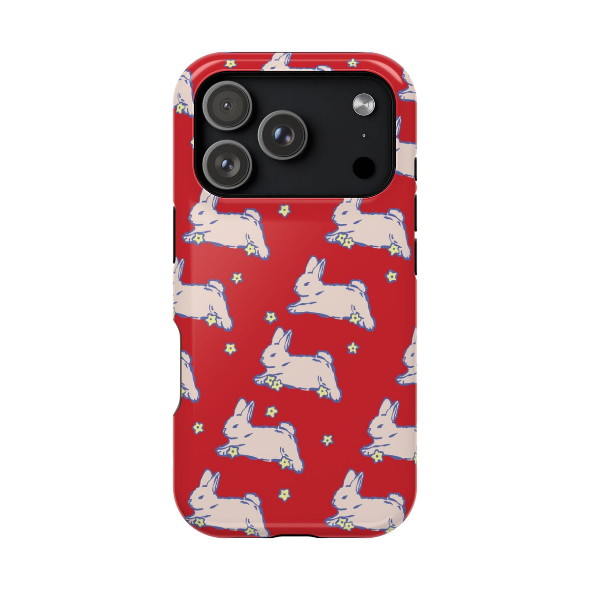 Red Hopping Bunnies And Stars iPhone Case