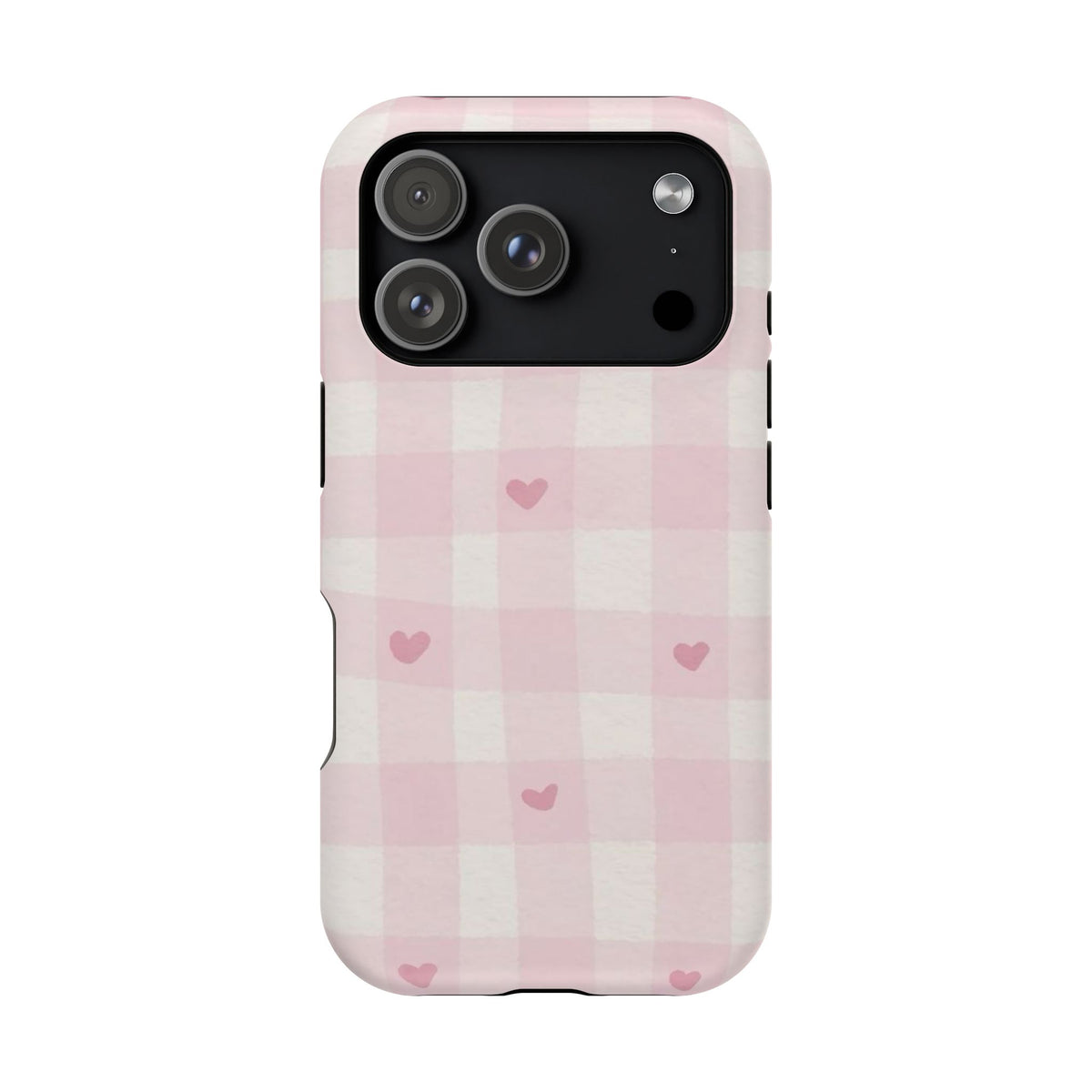 Pink Heart Checkered iPhone Case