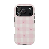 Pink Heart Checkered iPhone Case