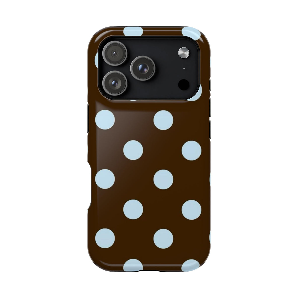 Brown And Baby Blue Polka Dots iPhone Case