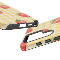 Fruity Strawberries Yellow Checkered Samsung Case