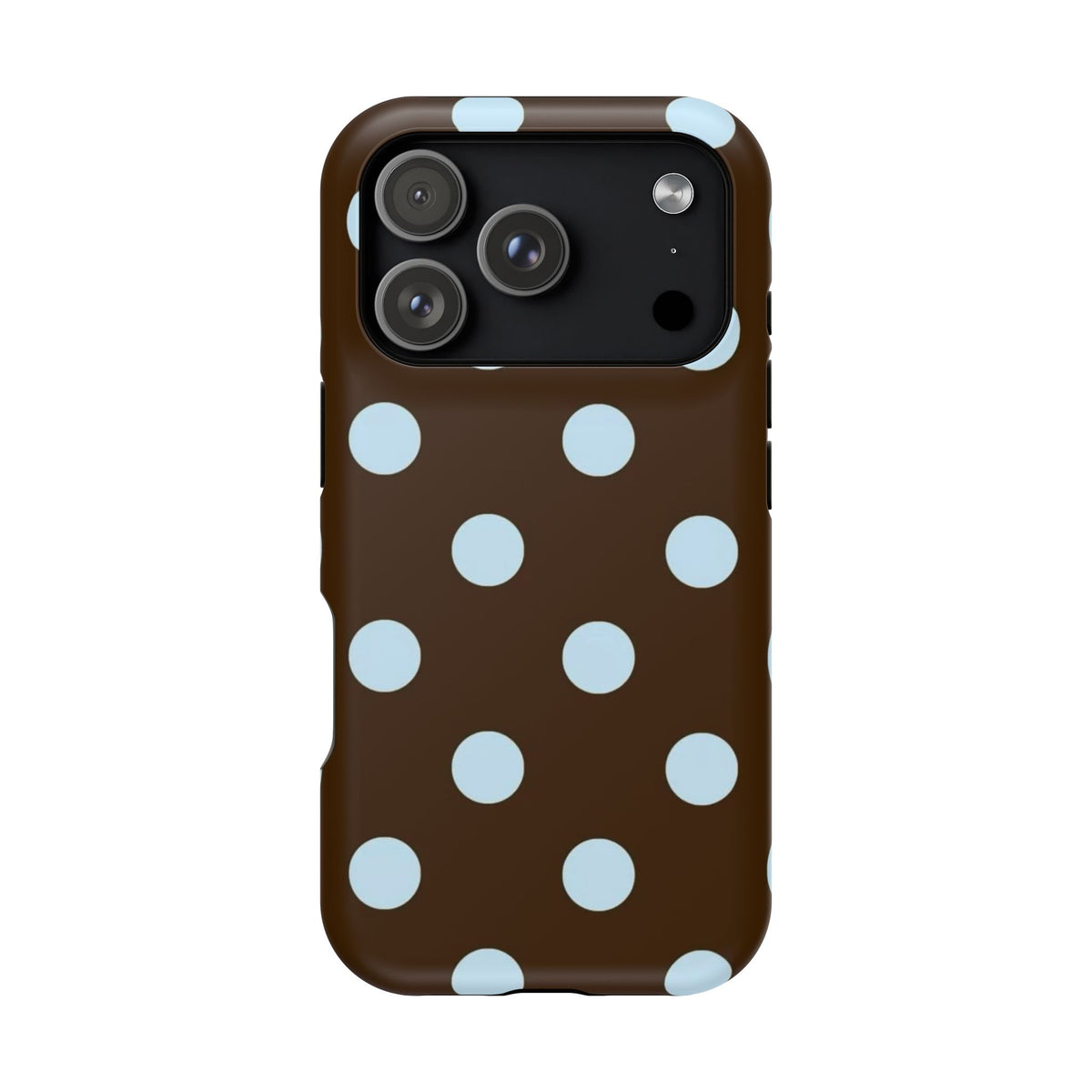 Brown And Baby Blue Polka Dots iPhone Case