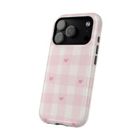Pink Heart Checkered iPhone Case
