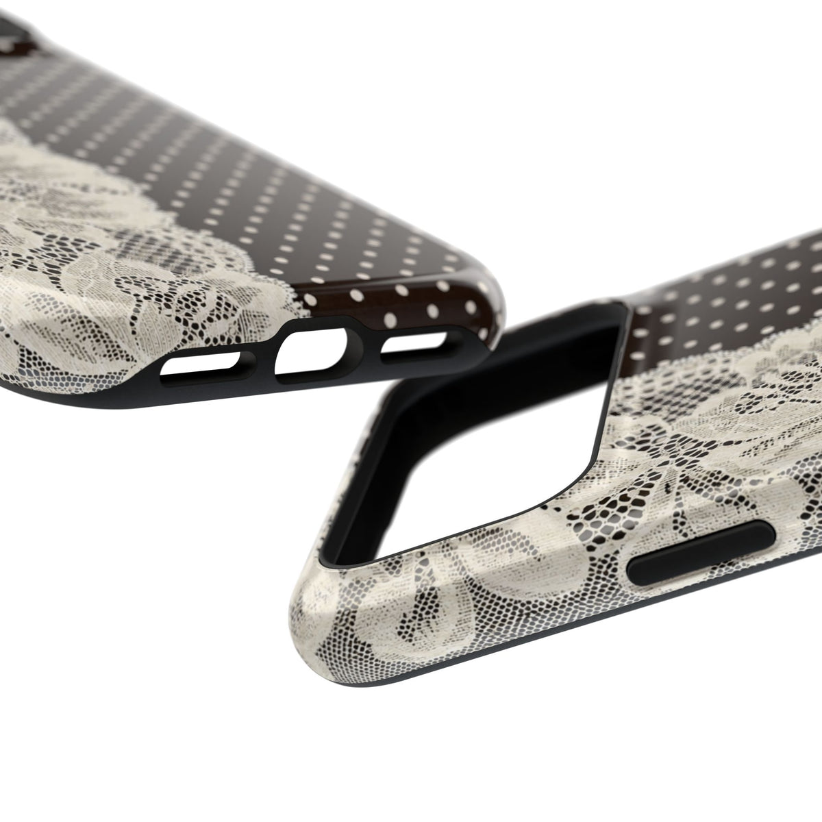 Floral Lace Brown Polka Dot iPhone Case