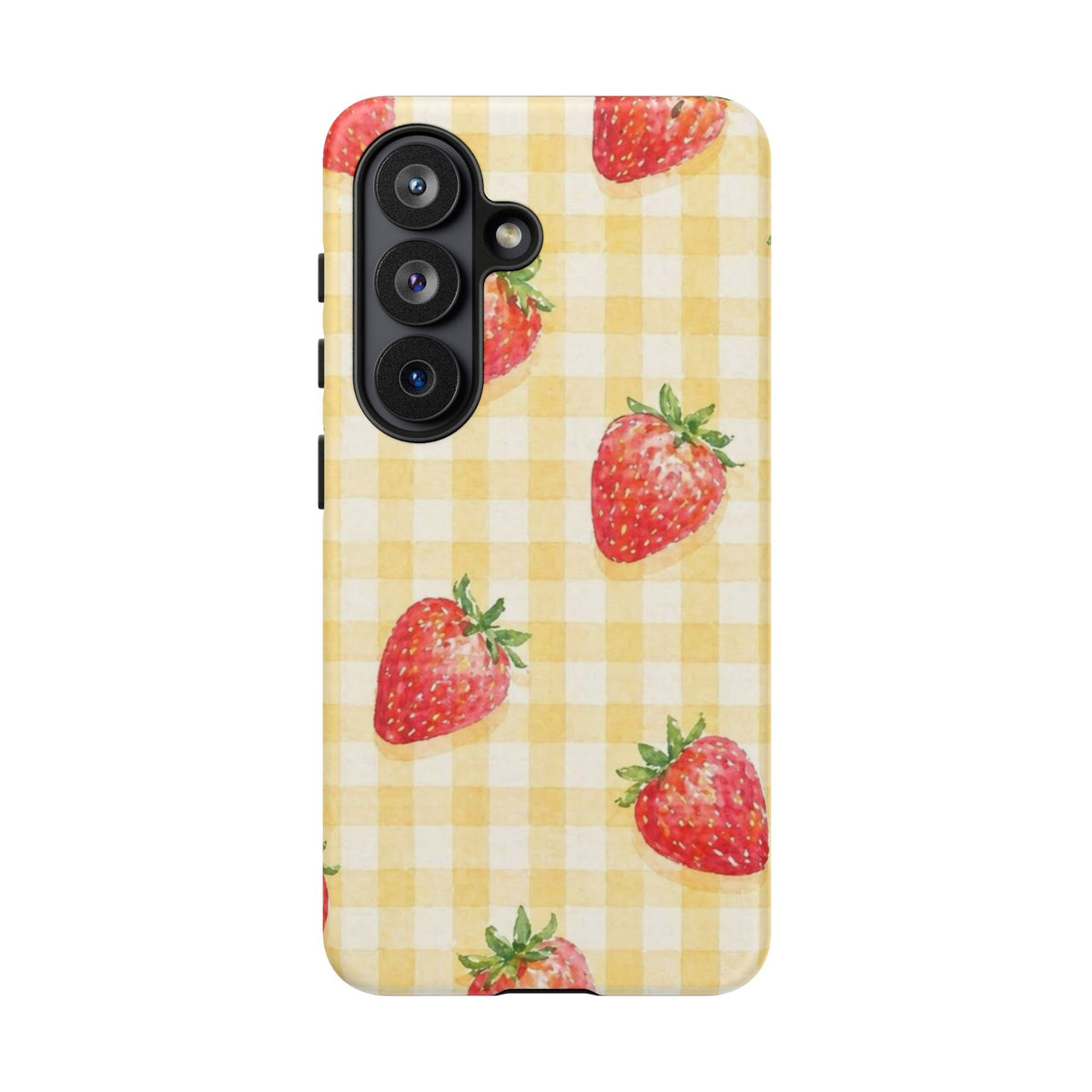 Fruity Strawberries Yellow Checkered Samsung Case