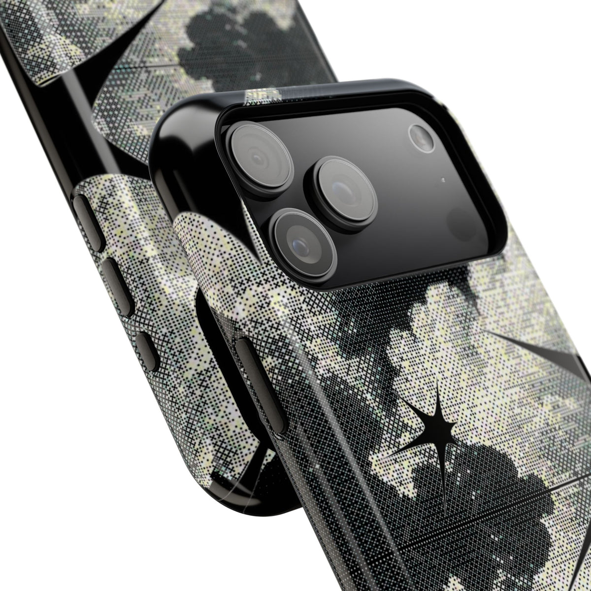Black And White Artsy Pixelated Cloud iPhone Case