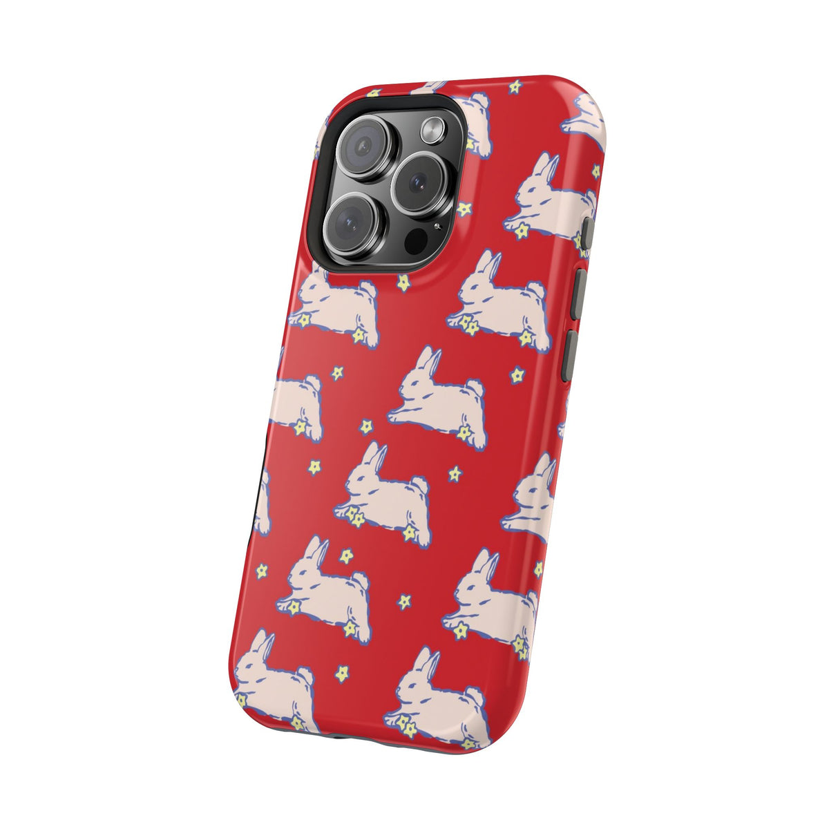 Red Hopping Bunnies And Stars iPhone Case