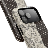Floral Lace Brown Polka Dot iPhone Case