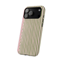Pink And Green Stripes Pink Floral iPhone Case
