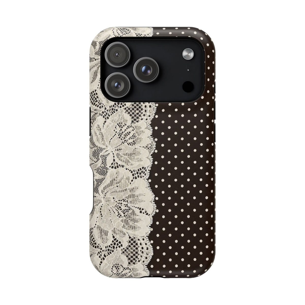 Floral Lace Brown Polka Dot iPhone Case