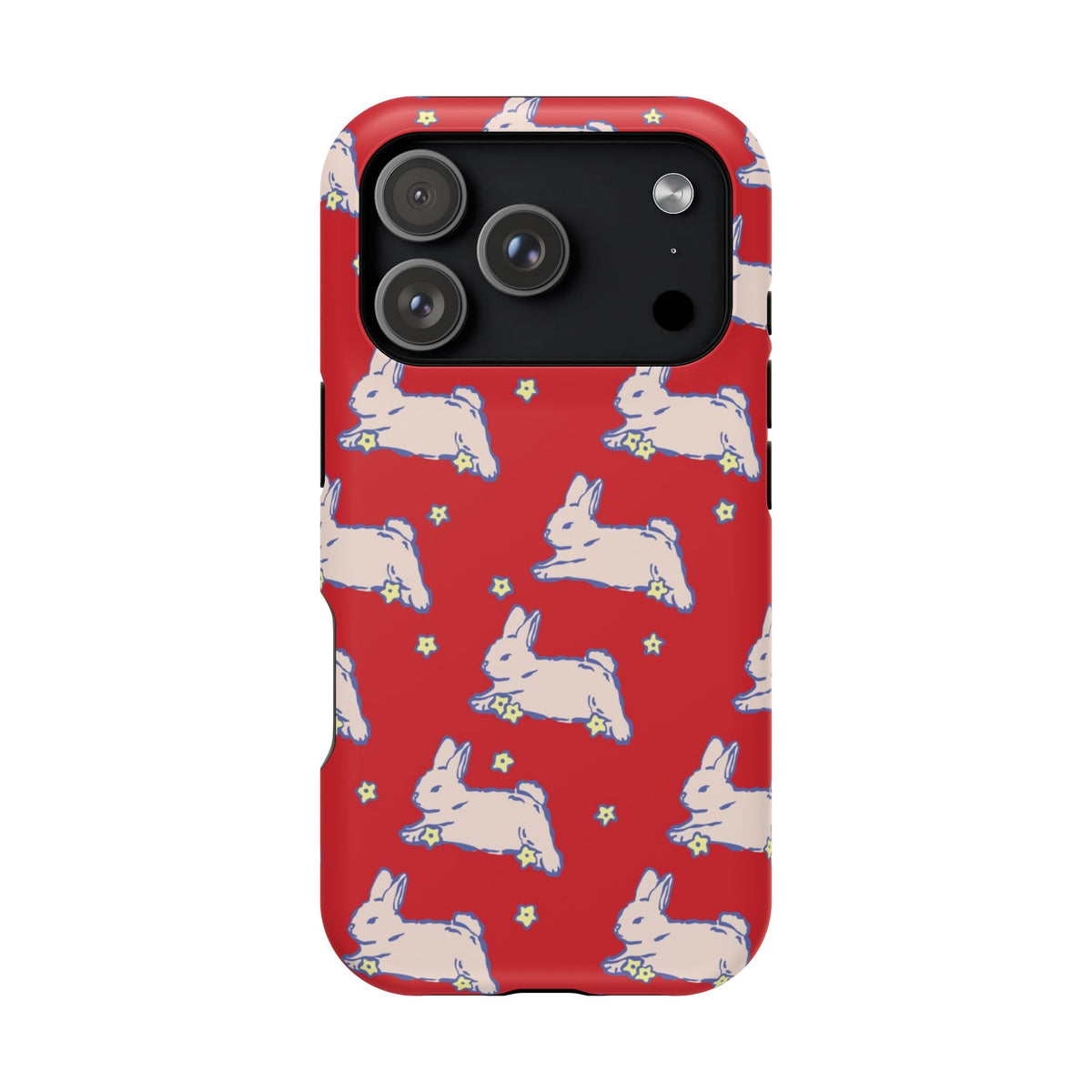 Red Hopping Bunnies And Stars iPhone Case