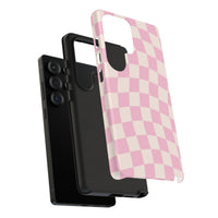 Pink Wavy Checkered Samsung Case
