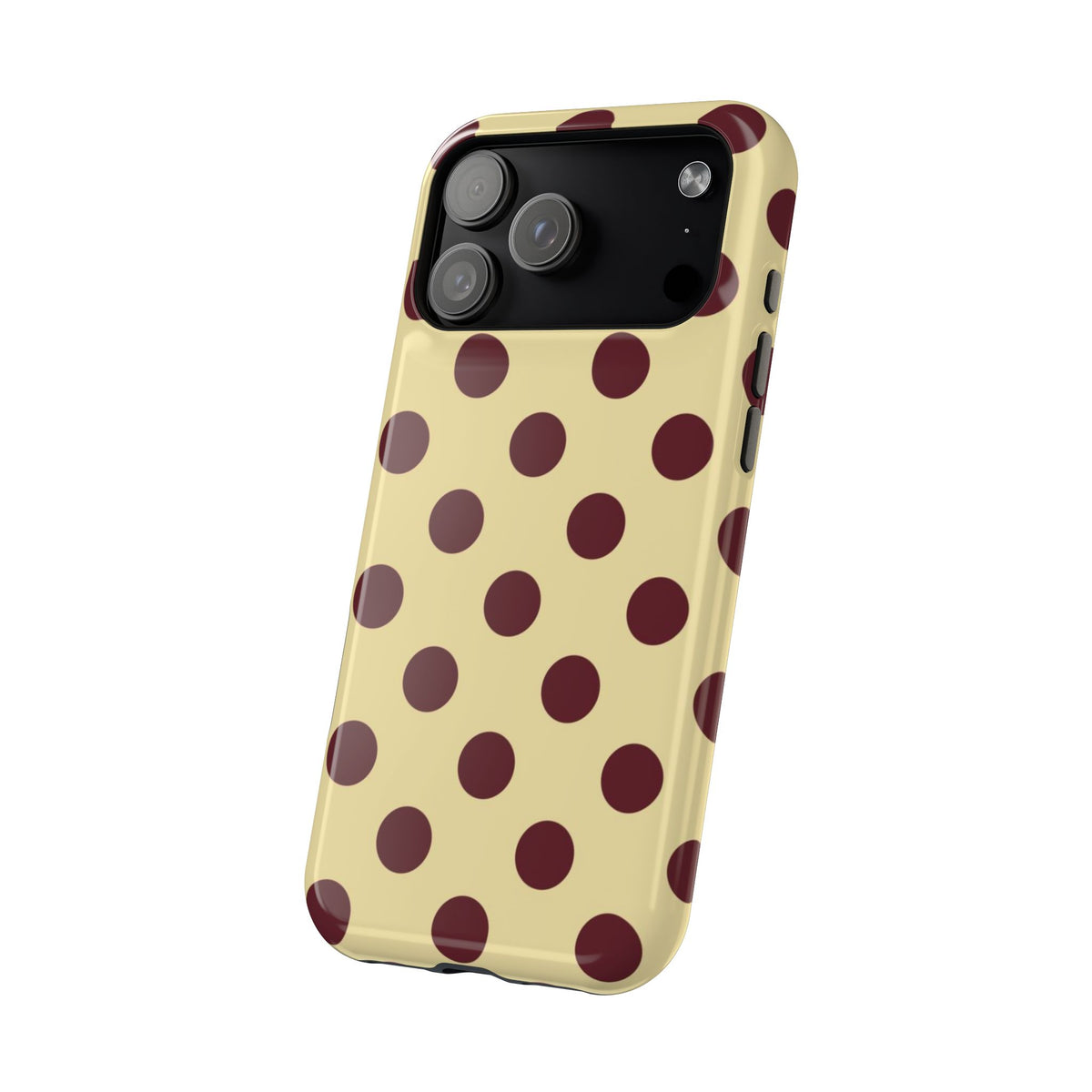 Yellow And Maroon Polka Dots iPhone Case