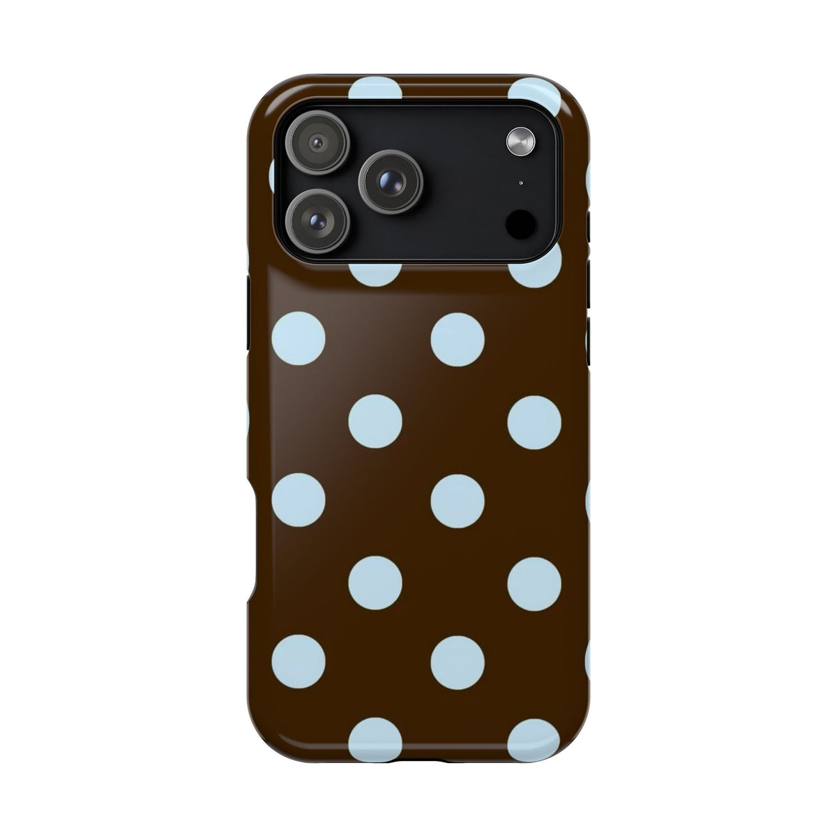 Brown And Baby Blue Polka Dots iPhone Case