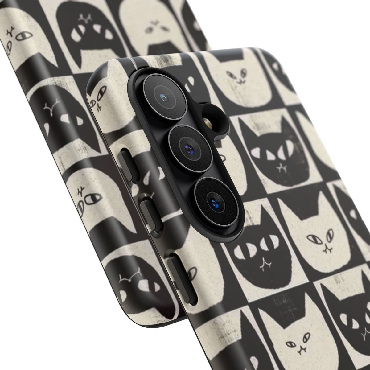 Black And White Cat Tiles Samsung Case