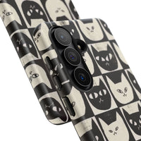 Black And White Cat Tiles Samsung Case