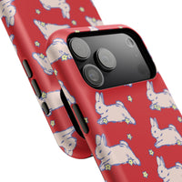 Red Hopping Bunnies And Stars iPhone Case