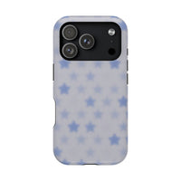 Blue And White Pixelated Star iPhone Case