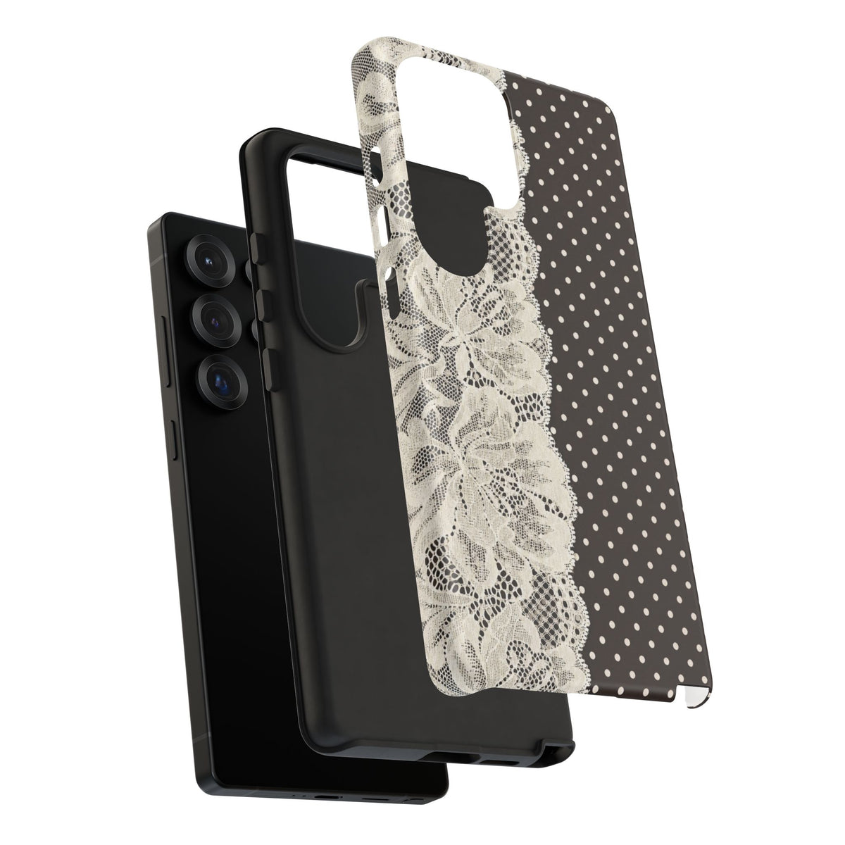 Floral Lace Brown Polka Dot Samsung Case