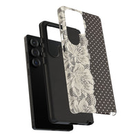 Floral Lace Brown Polka Dot Samsung Case